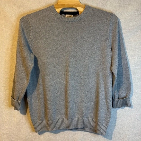 LL Bean‎ Mens XXL Tall 100% Cotton Sweater Gray Quarter Sleeves Knit Casual Cozy - Picture 1 of 5
